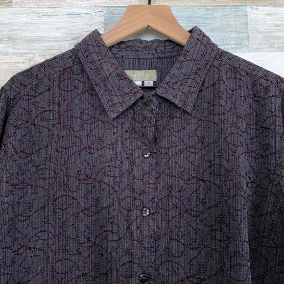 The Territory Ahead Vintage Jacquard Shirt Gray Red Button Front Casual Mens XL - Picture 2 of 6